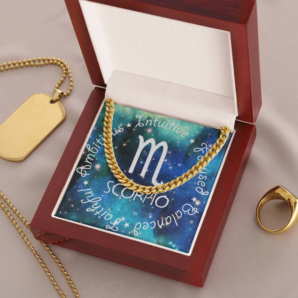 Cuban Link Chain Necklace - Scorpio Theme