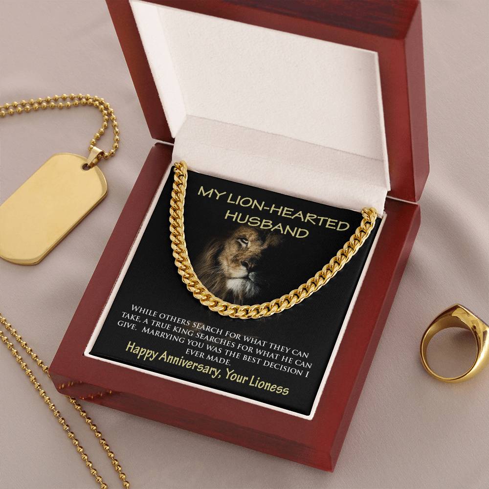 My Lion-Hearted Husband Curb Chain Necklace Gift Cuban Link Chain
