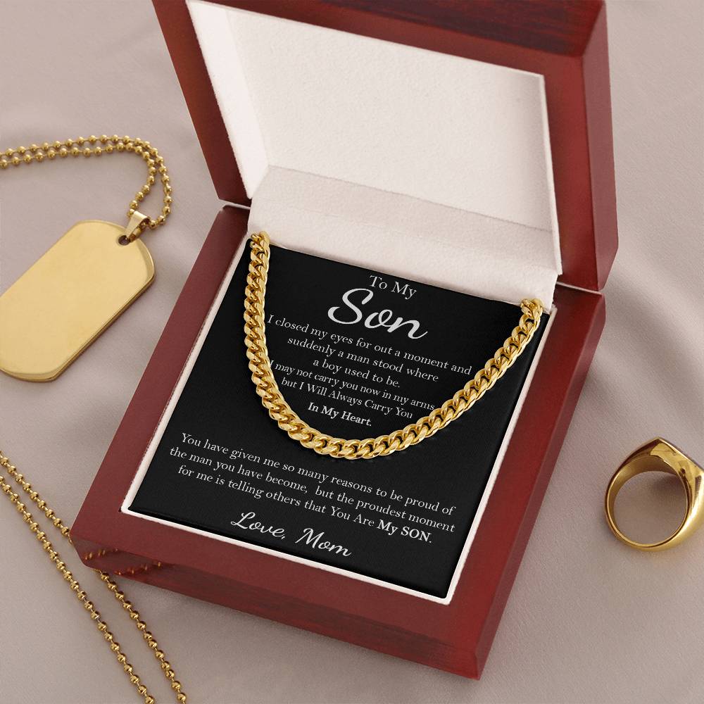 To My Son Necklace Son Birthday Gift From Mom Christmas Gift For Son Cuban Link Chain