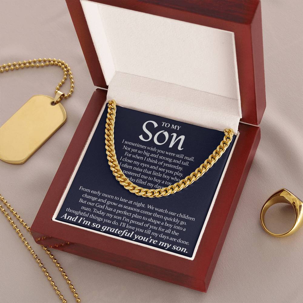 To My Son - I'll Love You Till My Days Are Done From Mom - Cuban Link Chain