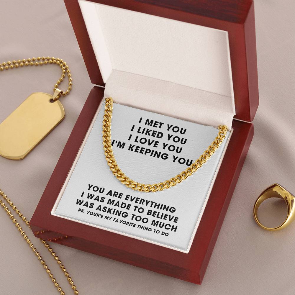 To Boyfriend For My Husband Men Cuban Link Chain Gold And Silver Anniversary 1 2 3 4 5 Just Because Christmas Gift Sto