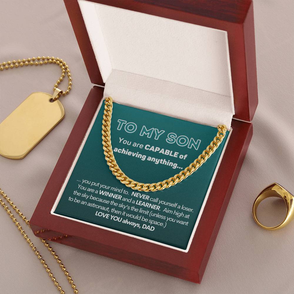To My Capable Son Cuban Chain Necklace Gift From Dad Cuban Link Chain