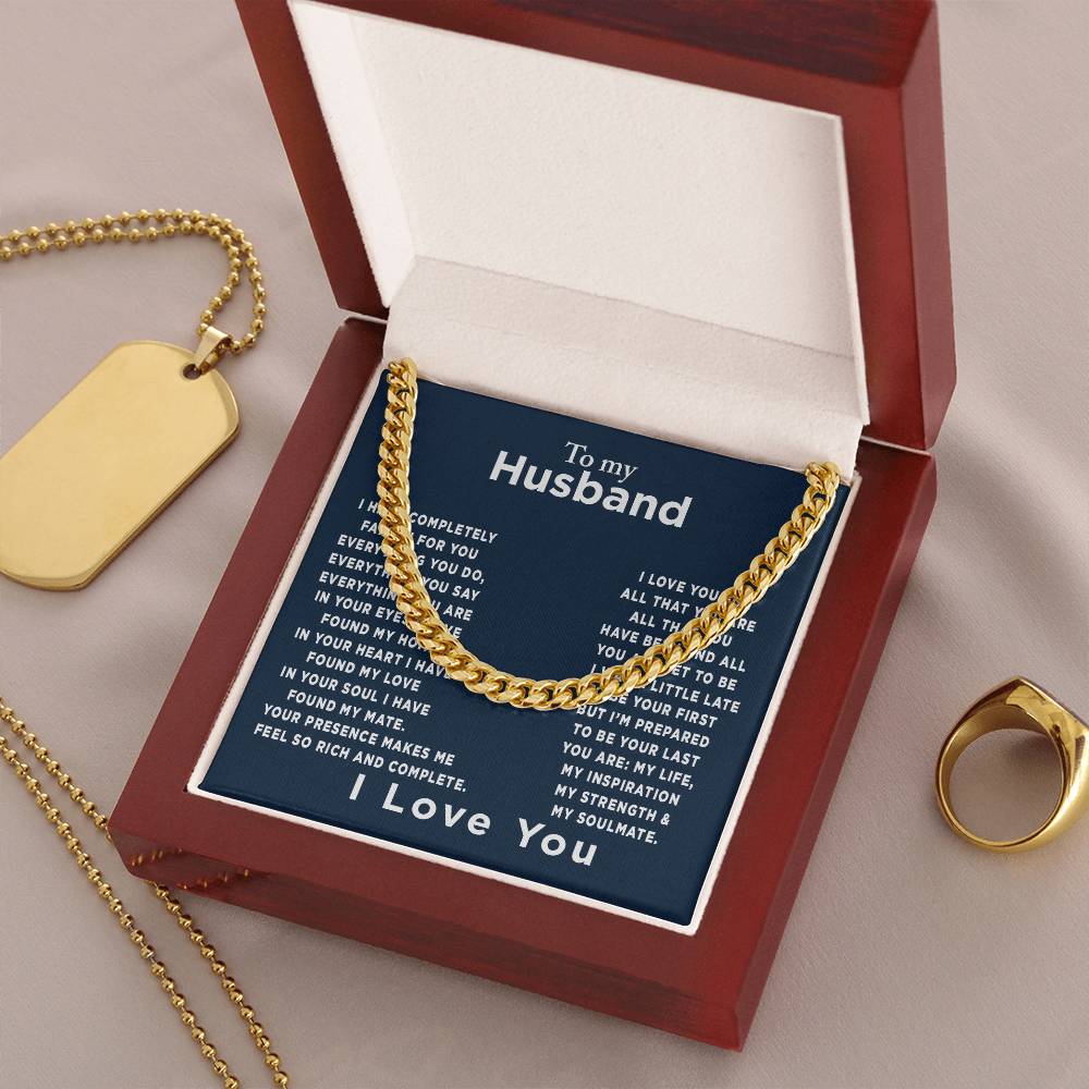 To My Husband - Meeting You Was Fate - Gift For Father's Day Birthday Anniversary - Gift For Husband Gift For Boyfrien Cuban Link Chain