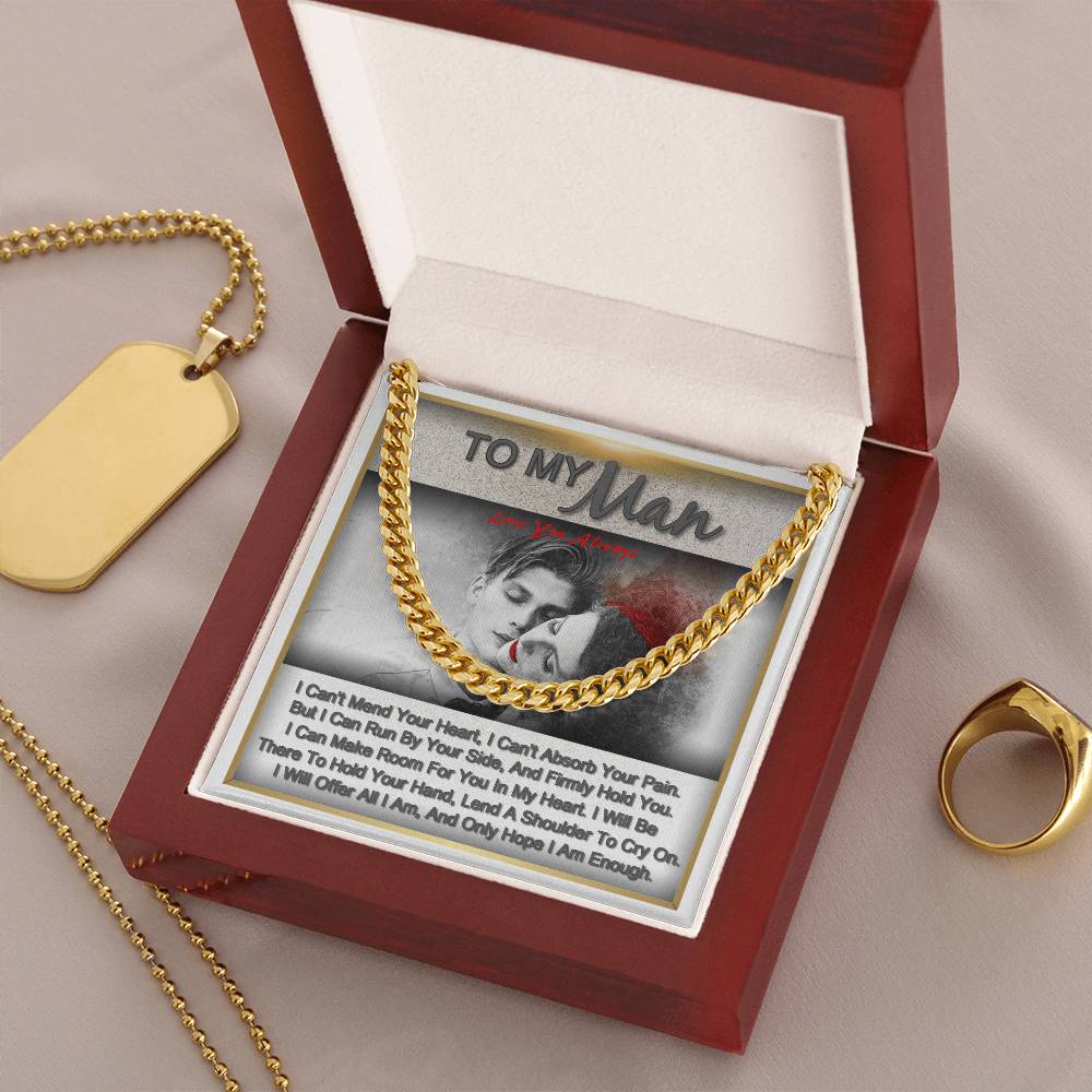 To My Man Gift For Him Romantic Birthday Gifts For Him Personalized Gift Link Chain Necklace Jewelry For Anniversary Cuban Link Chain