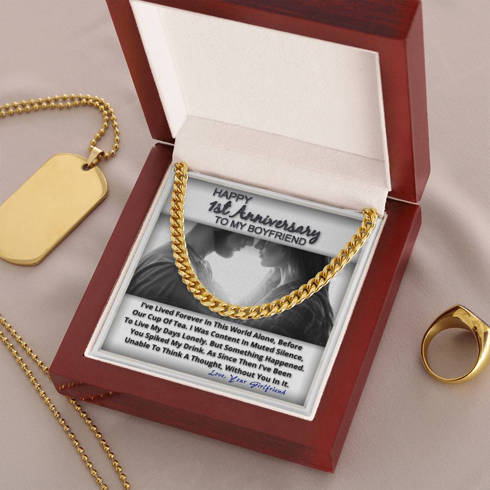 One Year Anniversary Gifts For Boyfriend Link Chain Necklace In Stainless Steel Or 14K Gold Finish Cuban Link Chain