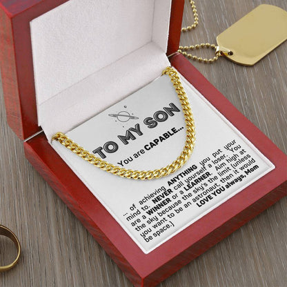 To My Son Cuban Chain Link Necklace Gift From Mom Cuban Link Chain