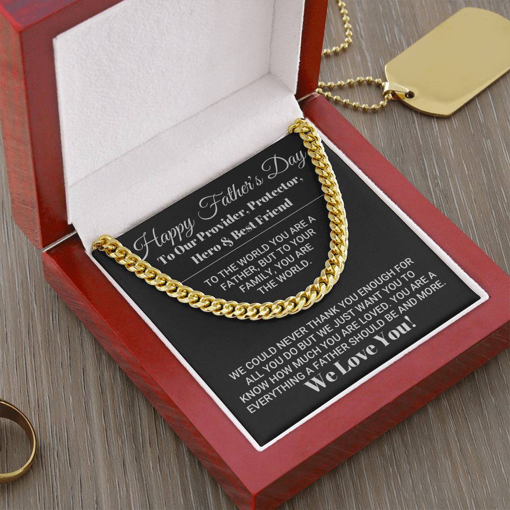 Our World Father's Day Necklace Cuban Link Chain