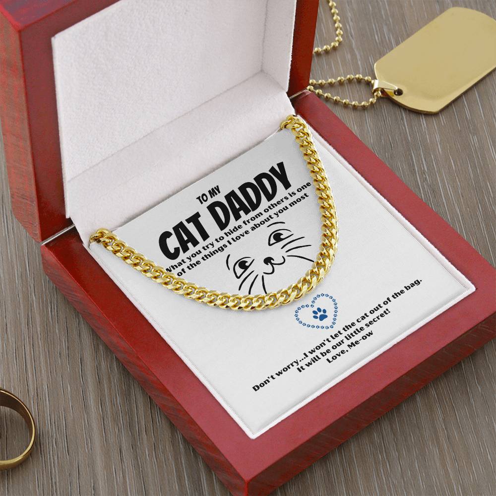 Cat Daddy Gift Cat Gift For Men Cuban Link Chain Valentine Gift For Husband Heavy Chain Necklace Funny Romantic Gift F