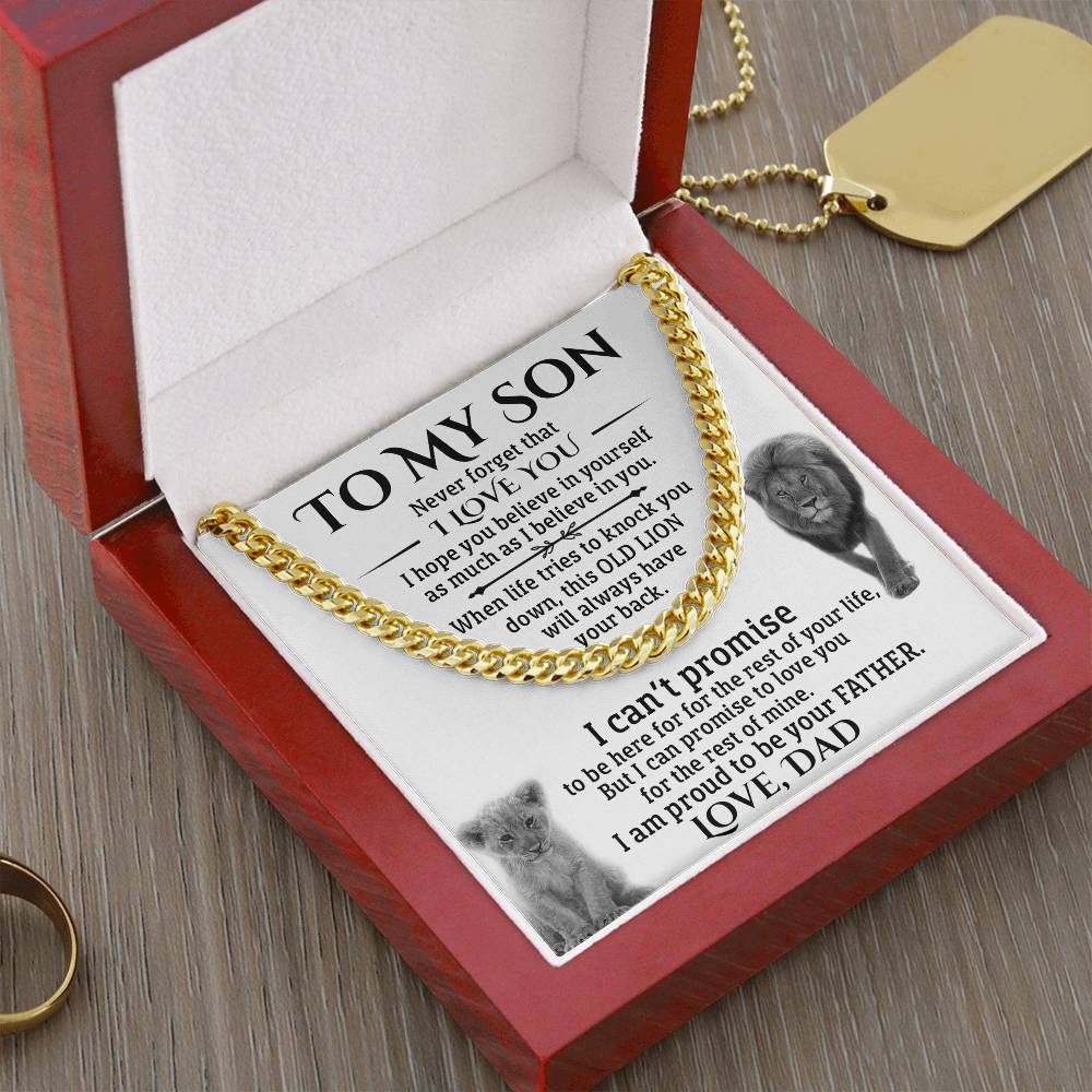 To My Son Gift From Dad Father To Son Chain Necklace Sentimental Gift For Son Cuban Link Chain