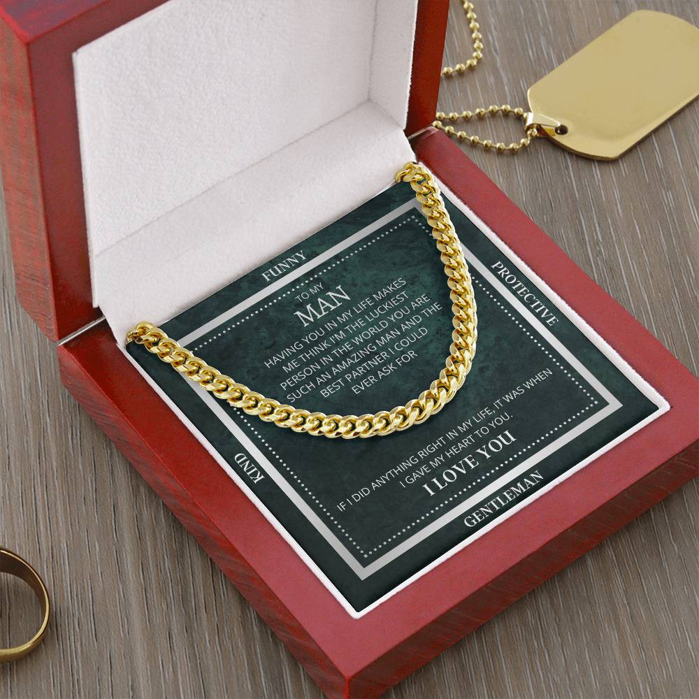 I Gave My Heart To You Cuban Link Chain Necklace Emerald Edition