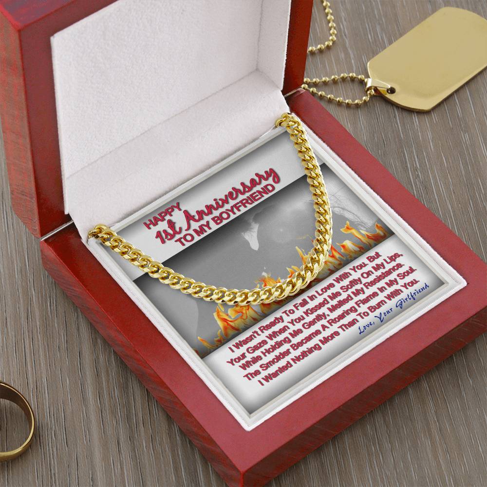 One Year Anniversary Gifts For Boyfriend Cuban Link Chain With Message Card