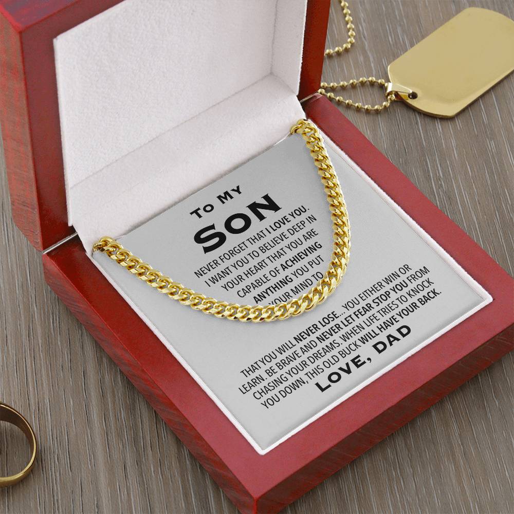 To My Son Gift From Dad Cuban Link Chain Necklace For Son Son Birthday Christmas Gift For Son