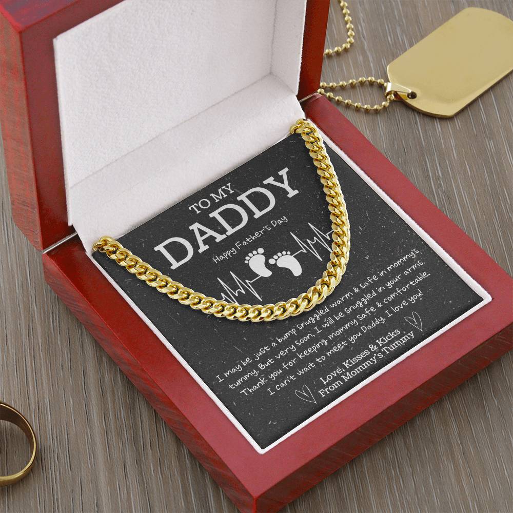 New Dad Fathers Day Gift First Time New Dad Gift New Daddy Gift From Bump Daddy To Be Cuban Chain Gift From Baby Bump Cuban Link Chain