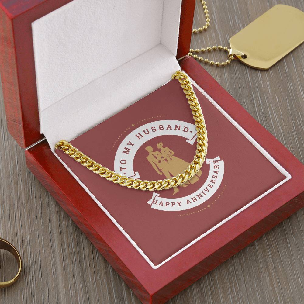 To My Husband - Anniversary Chain Cuban Link Chain