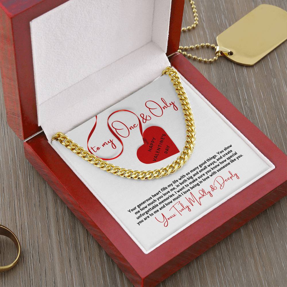 Valentine Gift For Husband Cuban Link Chain Men Valentines Day Gift Long Distance Heavy Chain Necklace Romantic Gift F