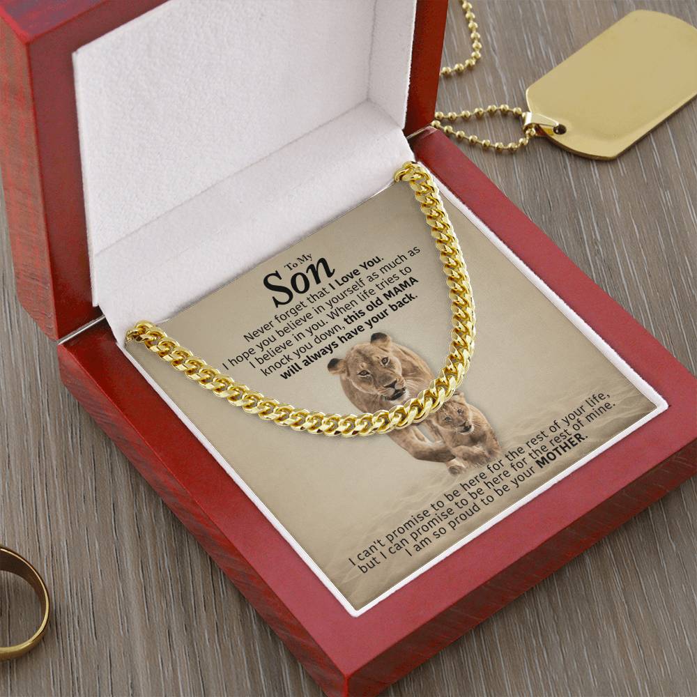 My Son - Will Always Have Your Back  Cuban Link Chain Necklace