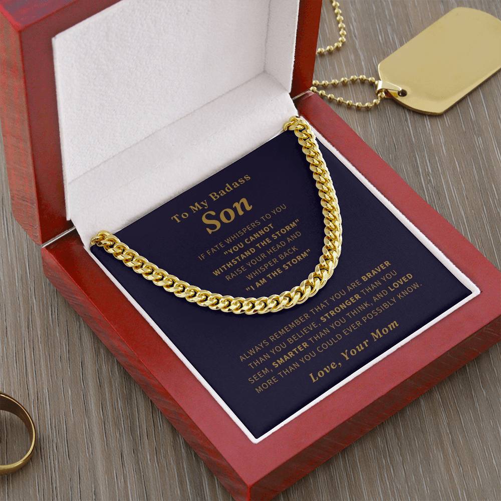To My Badass Son Necklace To Son From Mom Son Birthday Gift Christmas Gift Necklace For Boy Cuban Link Chain