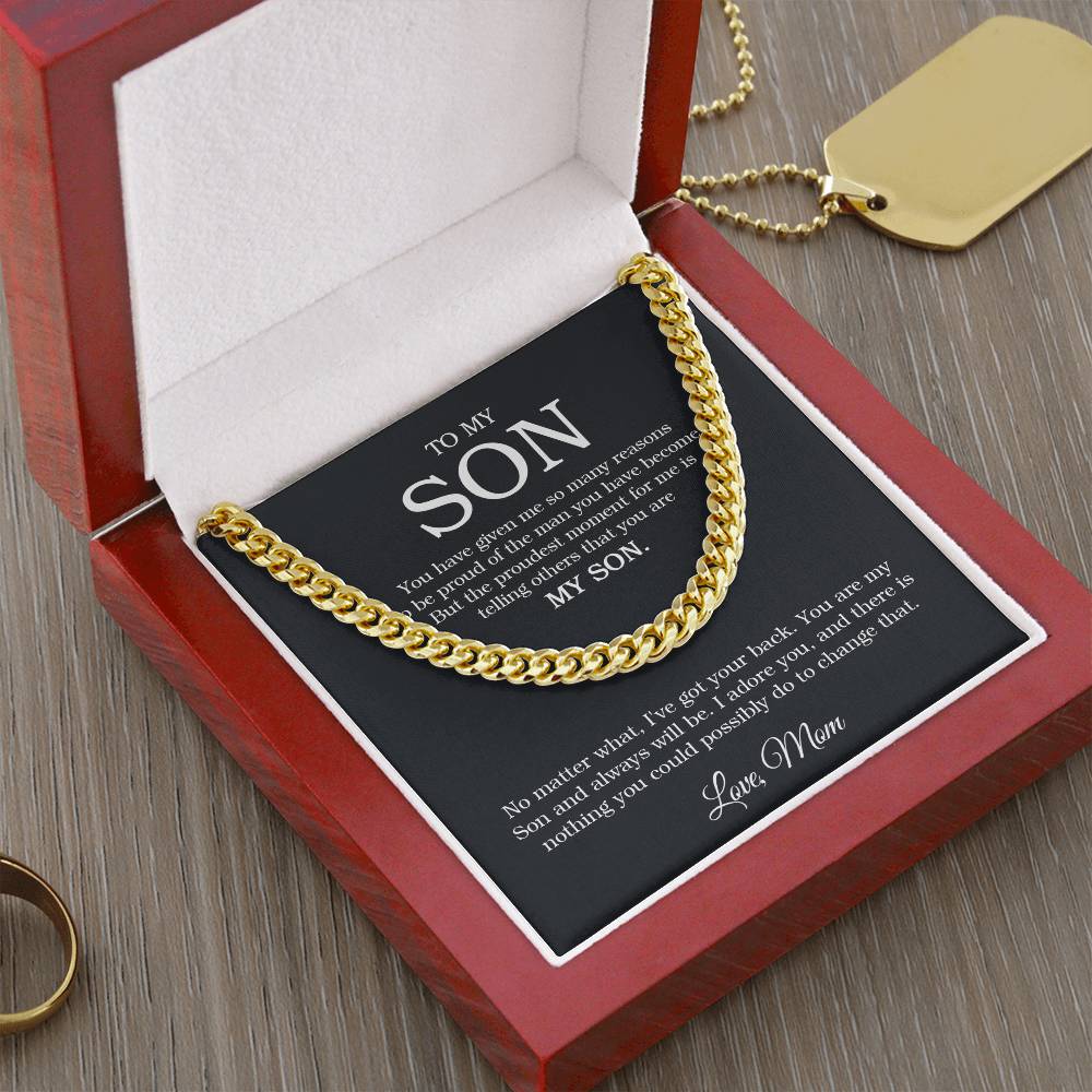 To My Son Chain Necklace Sentimental Gift From Mom Son Birthday Gift Cuban Link Chain
