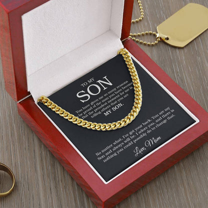 To My Son Chain Necklace Sentimental Gift From Mom Son Birthday Gift Cuban Link Chain