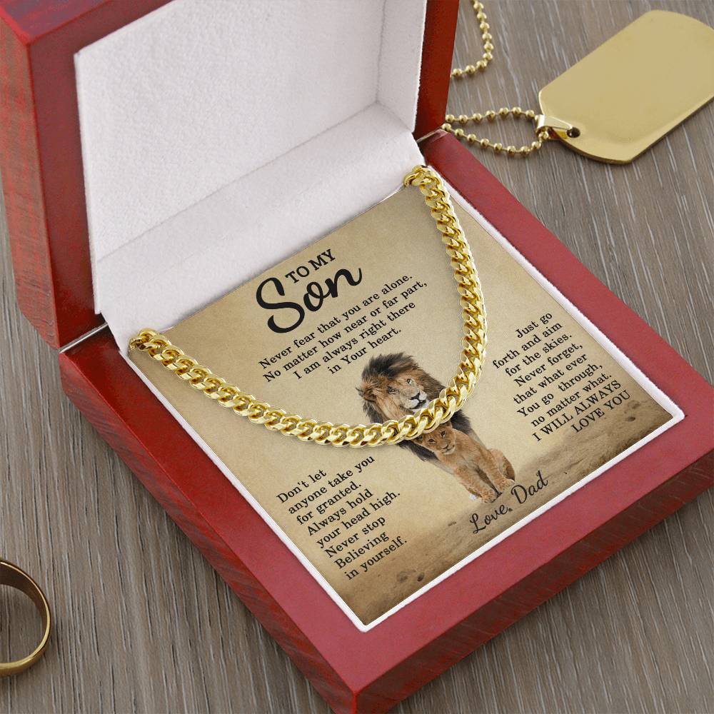 To My Son Cuban Chain Necklace Dad To Son Necklace Sentimental Gift For Son Cuban Link Chain