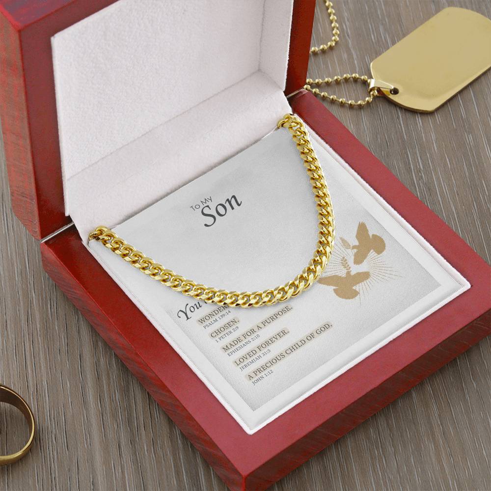 Gift For Son You Are Wonderful Chosen Made For A Purpose Cuban Link Chain Necklace