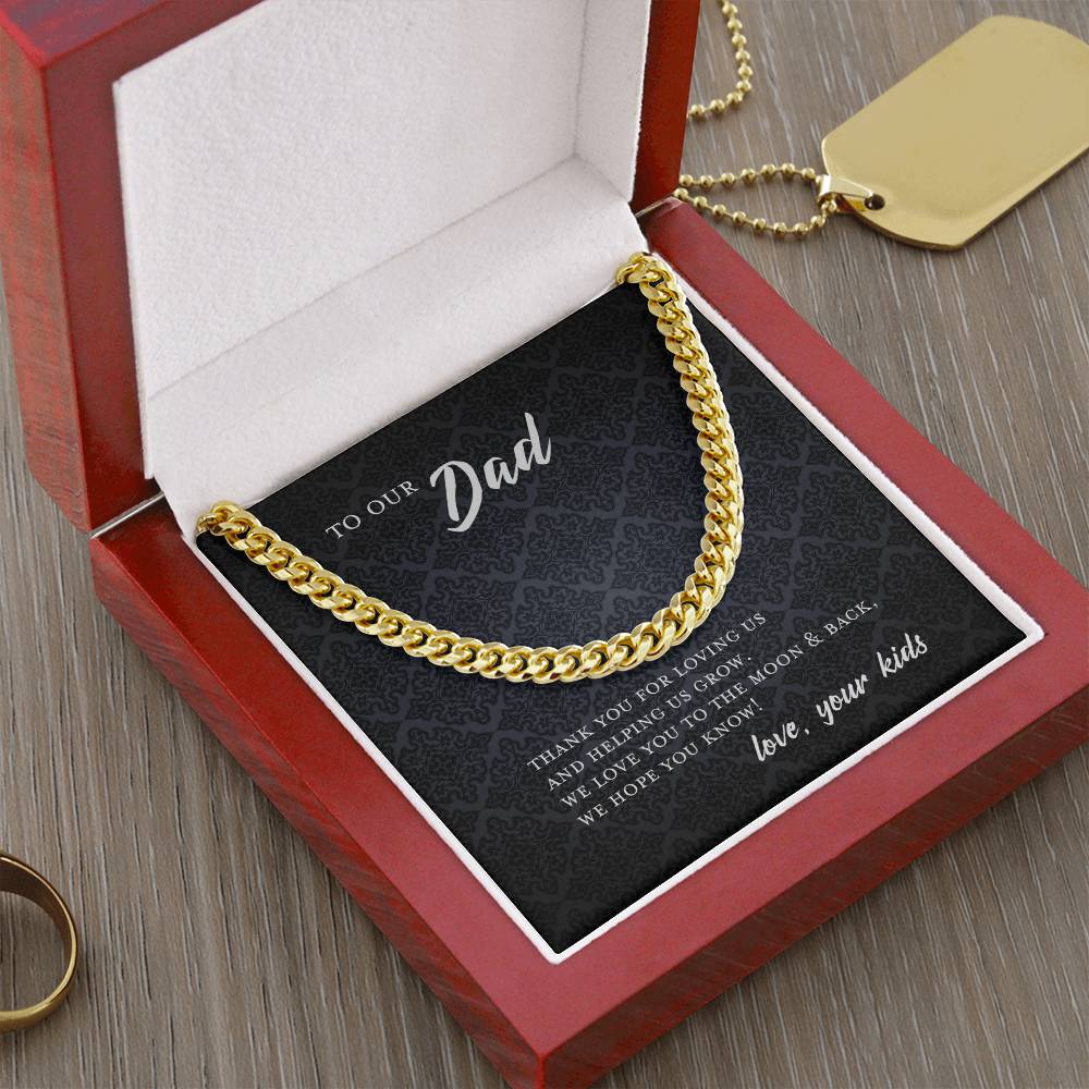 To Dad From Kids Father's Day Gift Cuban Chain Necklace Cuban Link Chain