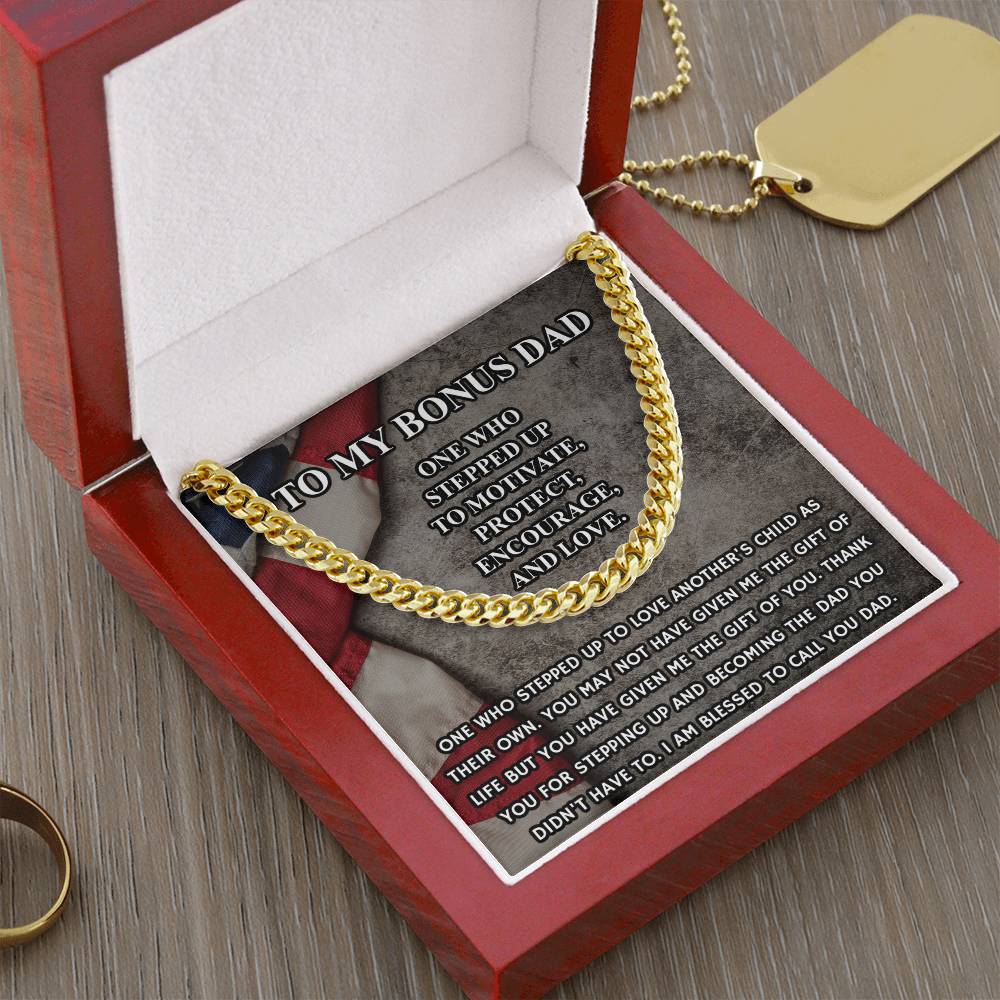Step Dad Gift From Step Daughter Bonus Dad Gift From Bonus Son Fathers Day Sentimental Military Gift For Stepped Up Da Cuban Link Chain