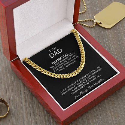 To My Dad Necklace Men Chain Necklace Gift For Dad From Daughter Father's Day Gift Dad Birthday Gift Cuban Link Chain