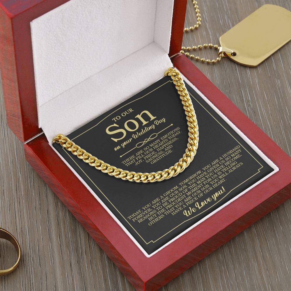 To Our Son On Your Wedding Day Cuban Chain Necklace Gift For Son From Mother And Dad Wedding Gift For Groom Groom Gift Cuban Link Chain