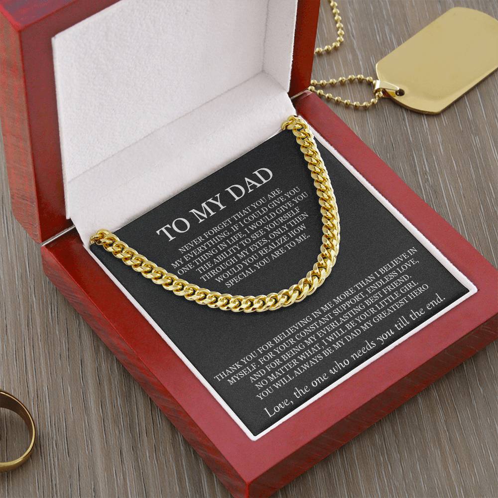 To My Dad Cuban Chain Necklace Gift For Dad From Daughter Father's Day Gift Birthday Gift For Dad. Cuban Link Chain