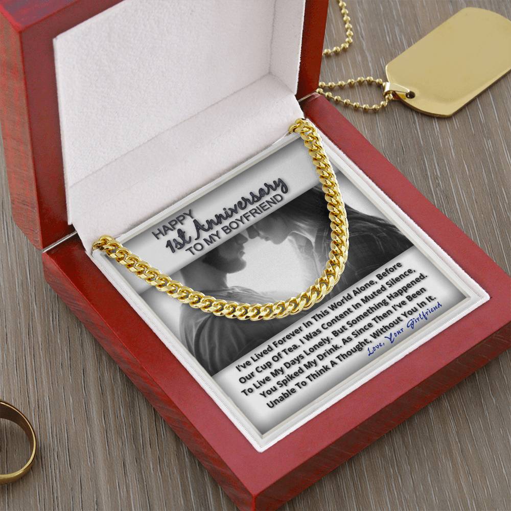 One Year Anniversary Gifts For Boyfriend Link Chain Necklace In Stainless Steel Or 14K Gold Finish Cuban Link Chain