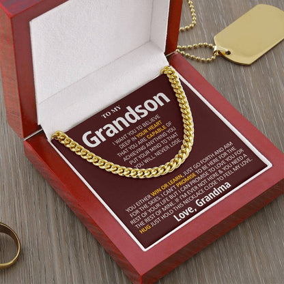 To My Grandson - Feel My Love  Cuban Link Chain Necklace
