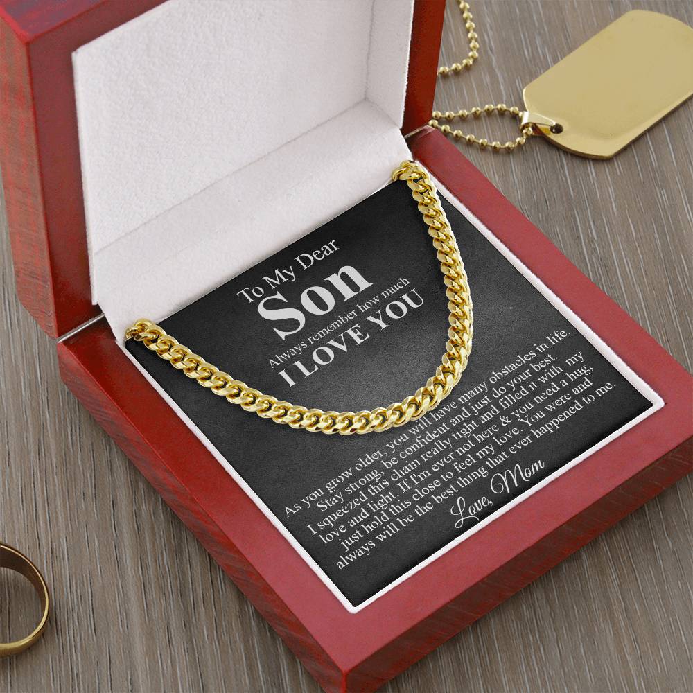 To My Dear Son Cuban Chain Necklace Son Gift From Mom Birthday Graduation Christmas Gift For Son Cuban Link Chain