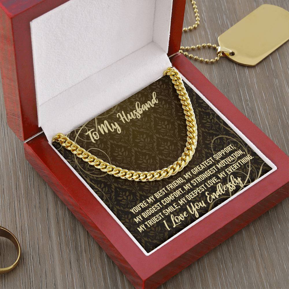 To My Husband I Love My Everything Chain Necklace Cuban Link Chain