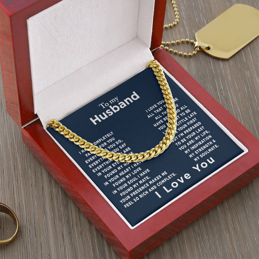 To My Husband - Meeting You Was Fate - Gift For Father's Day Birthday Anniversary - Gift For Husband Gift For Boyfrien Cuban Link Chain