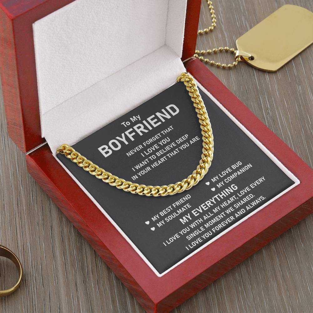 To My Boyfriend Cuban Chain Necklace Unique Anniversary Gift For Boyfriend Boyfriend Birthday Gift Cuban Link Chain