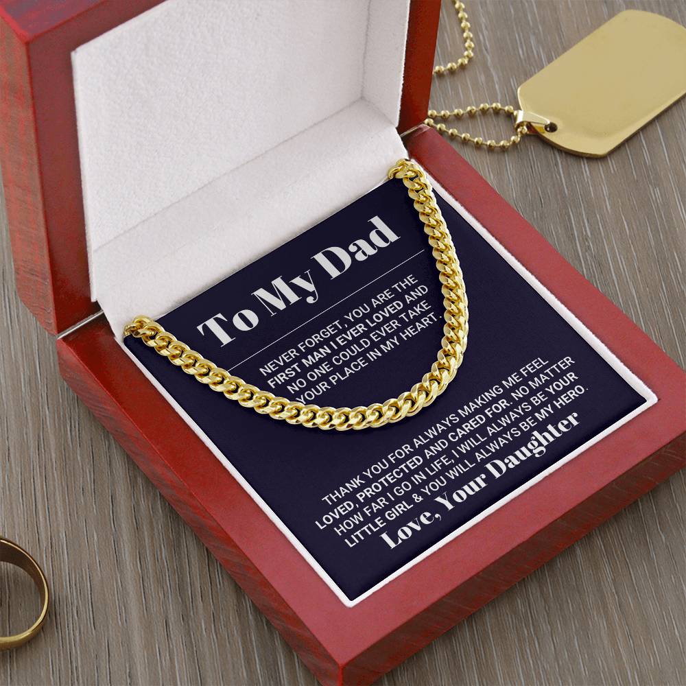 My Dad My World Father's Day Necklace Cuban Link Chain
