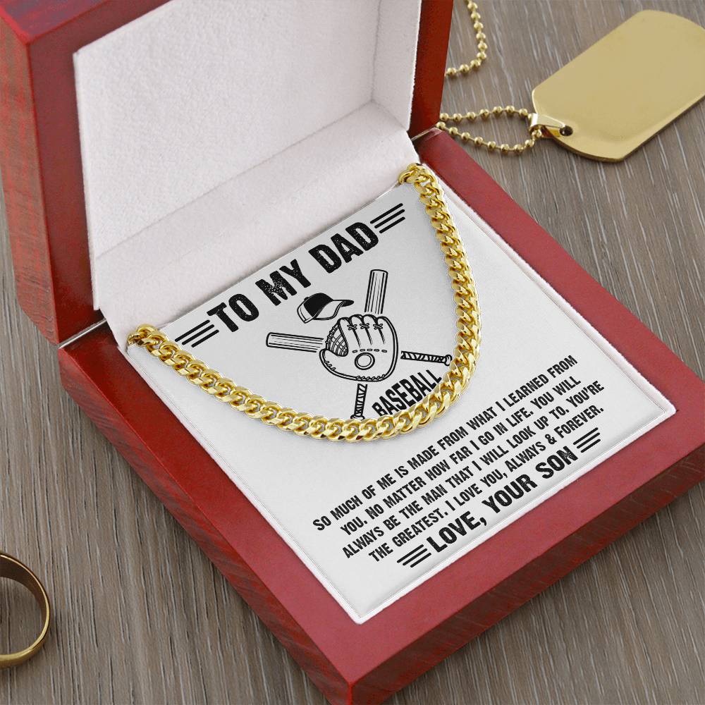 To My Baseball Dad-Cuban Link Chain Necklace-Gift From Son