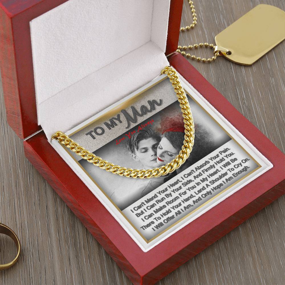 To My Man Gift For Him Romantic Birthday Gifts For Him Personalized Gift Link Chain Necklace Jewelry For Anniversary Cuban Link Chain