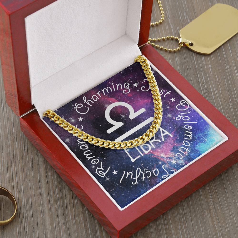 Cuban Link Chain Necklace - Libra Theme