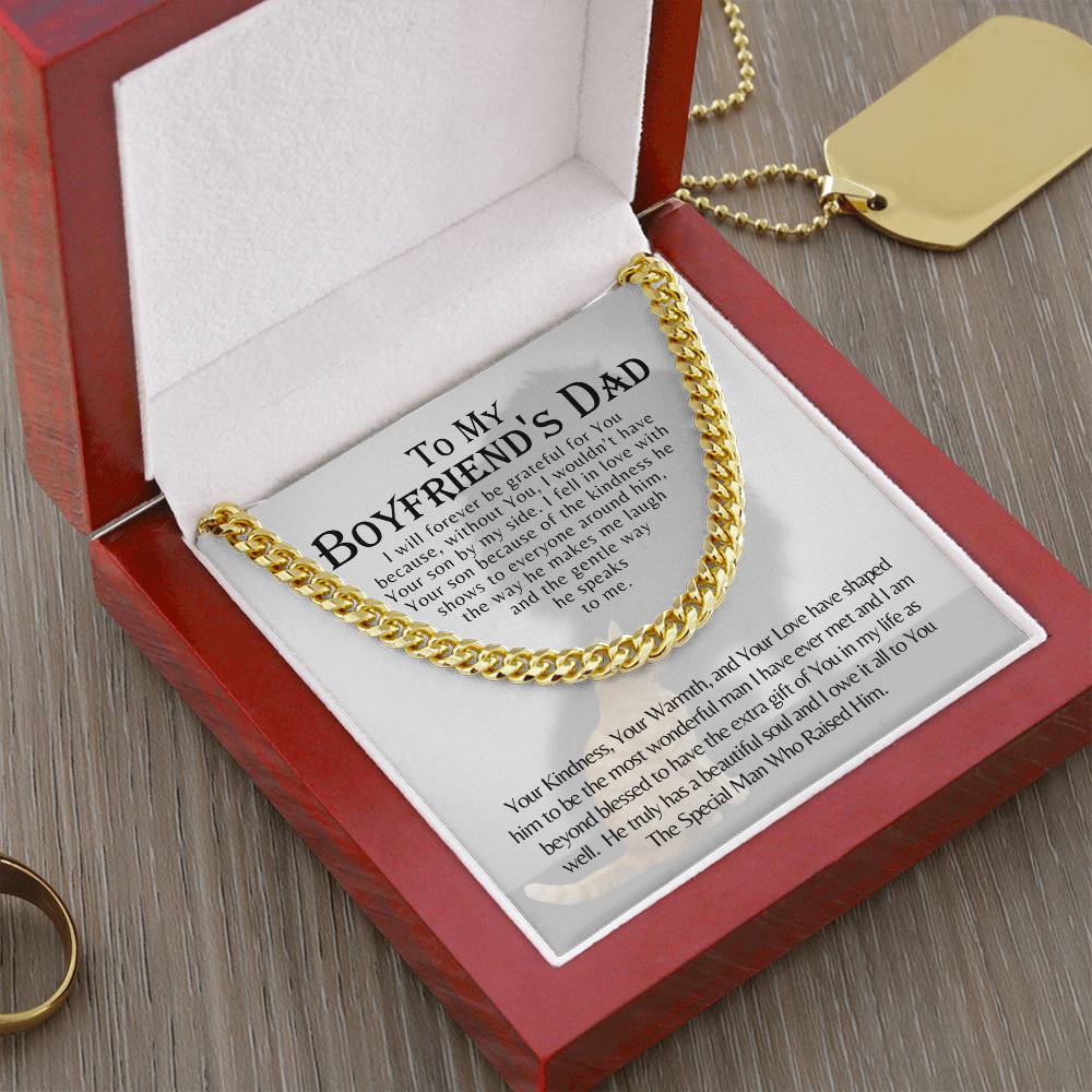 To My Boyfriends Dad Father Gift Cuban Link Chain Necklace For Christmas Birthday Just Because Fathers Day Present Sto
