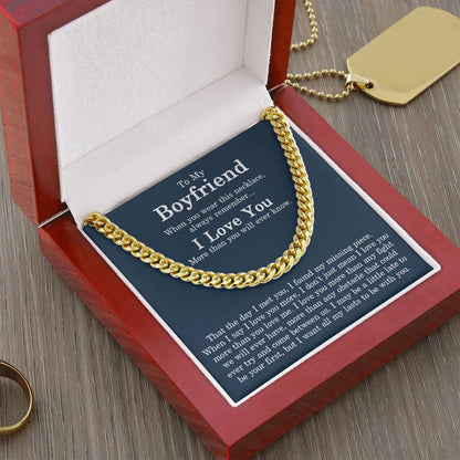 To My Boyfriend Cuban Chain Necklace Sentimental Gift For Boyfriend From Girlfriend Men Chain Necklace For Him Valenti Cuban Link Chain