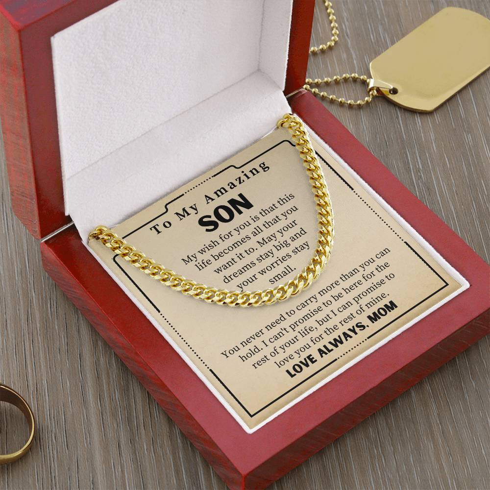 Gift For Son From Mom To My Amazing Son Necklace Cuban Link Chain