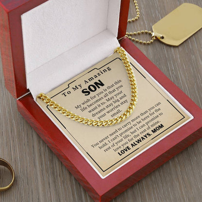 Gift For Son From Mom To My Amazing Son Necklace Cuban Link Chain