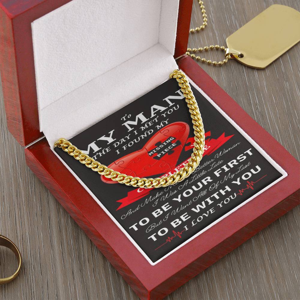 To My Man Cuban Chain Necklace For Him Romantic Birthday Gifts For Him Christmas Best Jewelry For Men Jewelry For Him Cuban Link Chain