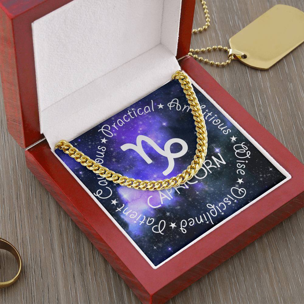 Cuban Link Chain Necklace - Capricorn Theme