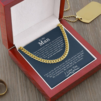 To My Man Chain Necklace Men Chain Necklace Sentimental Gift For Husband Boyfriend Anniversary Gift Valentine Gift Cuban Link Chain