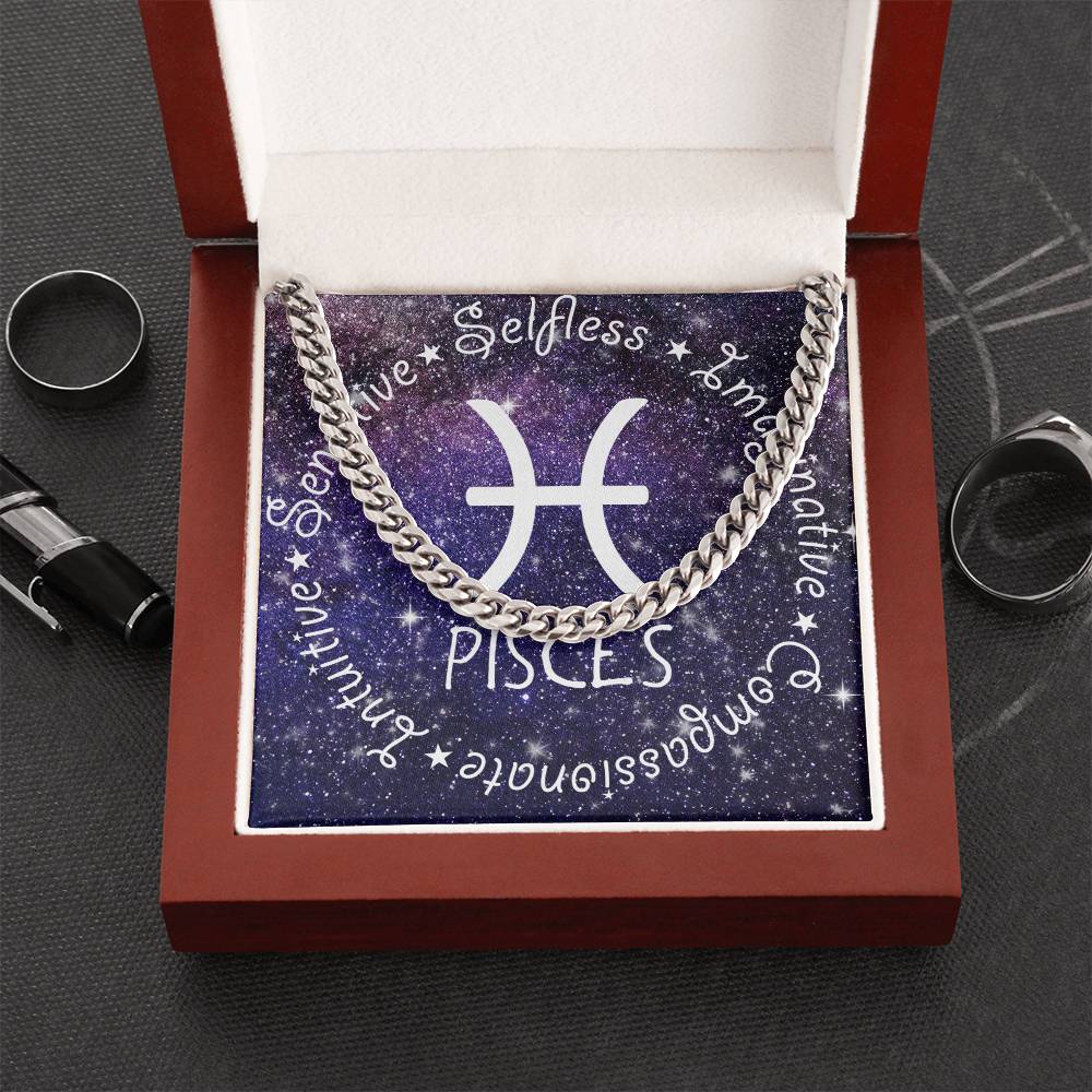 Cuban Link Chain Necklace - Pisces Theme