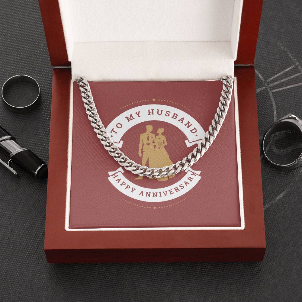 To My Husband - Anniversary Chain Cuban Link Chain