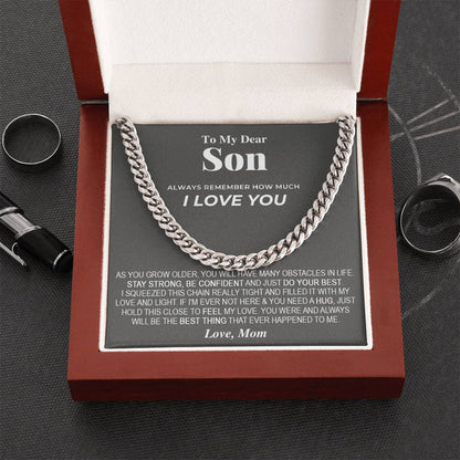 To My Dear Son Chain Necklace Gift For Son From Mom Son Birthday Son Graduation Gift Cuban Link Chain